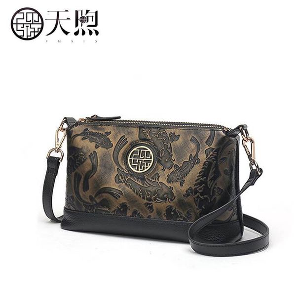 

pmsix brand handbags vintage messenger bag female 2018 new autumn and winter fashion large capacity national wind shoulder bag