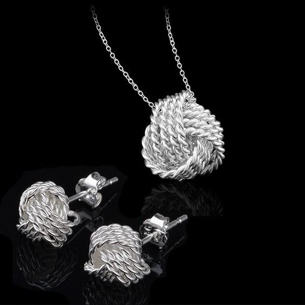 

plating 925 silver jewelry sets women wedding jewelry set necklace earrings