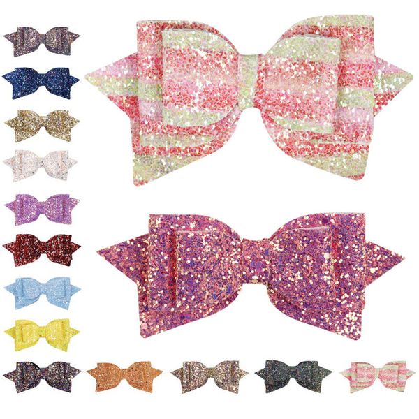 

new boutique bowknot princess hairgrips glitter hair bows clip diy party bow hair clip jojo girls hairpin hair accessories 17 styles h985q, Golden;silver