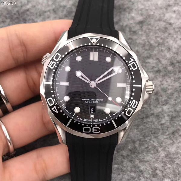 

Оптовая роскошный бренд море мастер 007 Джеймс мужские часы черный 42мм циферблат резиновые часы автоматические часы движения AAA