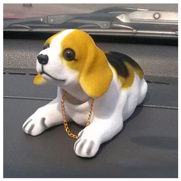 

car decor bobbing head beagle nodding dog black white light brown