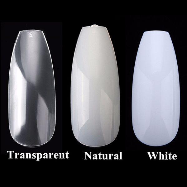 600 pçs / saco 3d unhas postiças dicas bailarina unhas postiças caixão forma cobertura completa unhas de acrílico diy nail art dicas decoração manicure