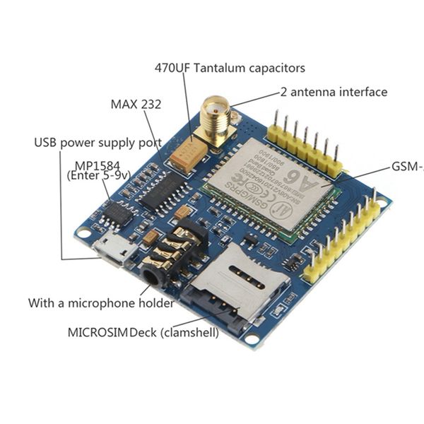 Новый 2017 A6 GPRS Pro Serial GPRS GSM модуль Core DIY Developemnt Board заменить SIM900 Лидер продаж