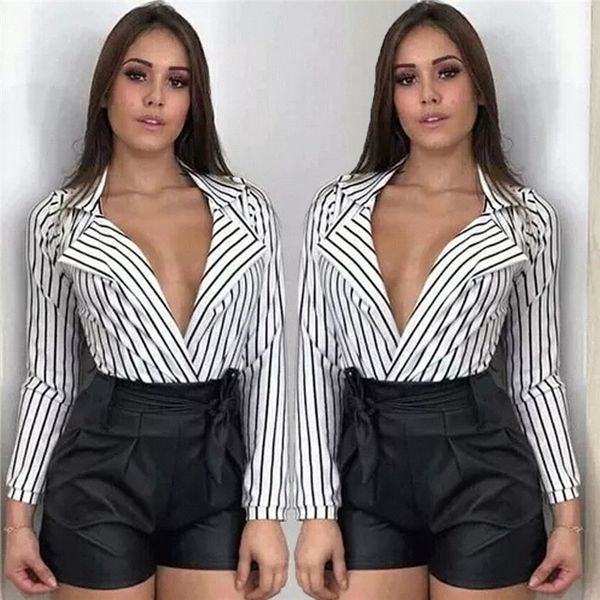 

summer v neck office ladies striped striped shirts long sleeve new fashion female blouses, White