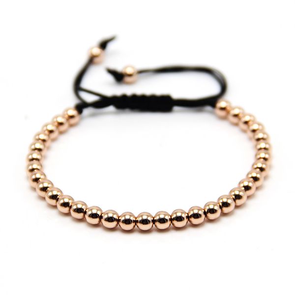 

braiding macrame men girl bracelets gold color 4mm round beads wrap titanium steel bead bracelets women mens rope bracelet, Golden;silver