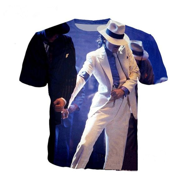 

fashion singer michael jackson t-shirt funny 3d printed women/men short sleeve t-shirt casual k175, White;black
