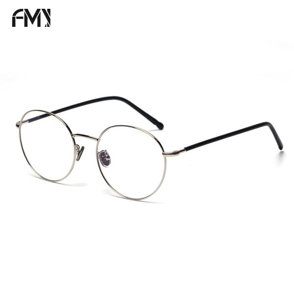 

fmy retro myopia frame female transparent optical plain mirror male reading glasses fashion alloy round eyewear frame 52097, Silver