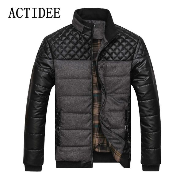 

winter jacket men cotton padded warm thicken short jacket coat clothing stand collar male solid parkas coat plus size 4xl, Black