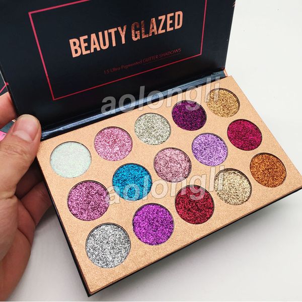 Makeup Beauty glasierte Glitzer-Lidschatten-Palette 15 Farben Ultra-Schimmer-Lidschatten-Palette Markengesicht Halloween-Feiertagskosmetik DHL-frei