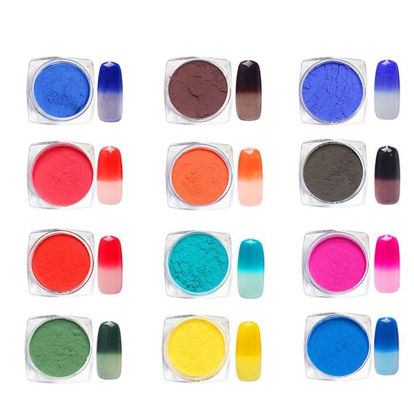 

meicailin1 box thermochromic pigment thermal color change temperature powder dust decorations nail art gradient powders, Silver;gold