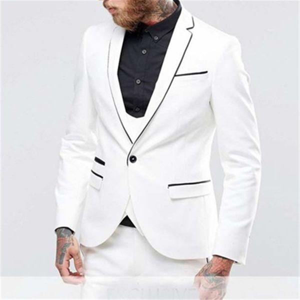 

white men suit with blazer slim fit formal tuxedos wedding prom latest coat pant designs blazer custom made clothes men, White;black