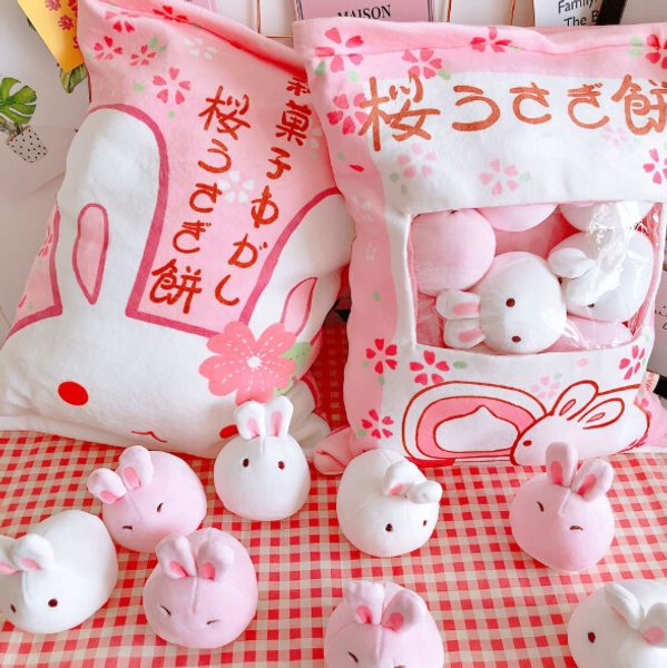 

plush toys throw pillow kawaii pink sakura rabbit plush creative gift decorative pillow cushion multi design