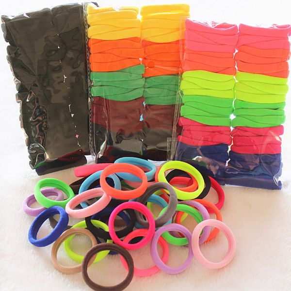 

50 pcs girl elastic hair ties band rope ponytail bracelet elastique cheveux hair elastic bands hairdresser, Brown