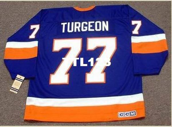 

mens #77 pierre turgeon new york islanders 1993 ccm vintage hockey jersey or custom any name or number retro jersey, Black;red