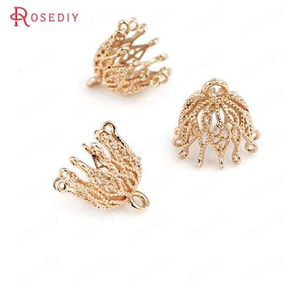 

6pcs 24k champagne gold color brass round and oval charms beads caps connector tassel caps jewelry accessories, Blue;slivery