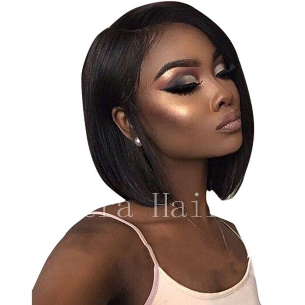 Human Hair Capless Wig Straight Wig Short Bob Natural Hairline
