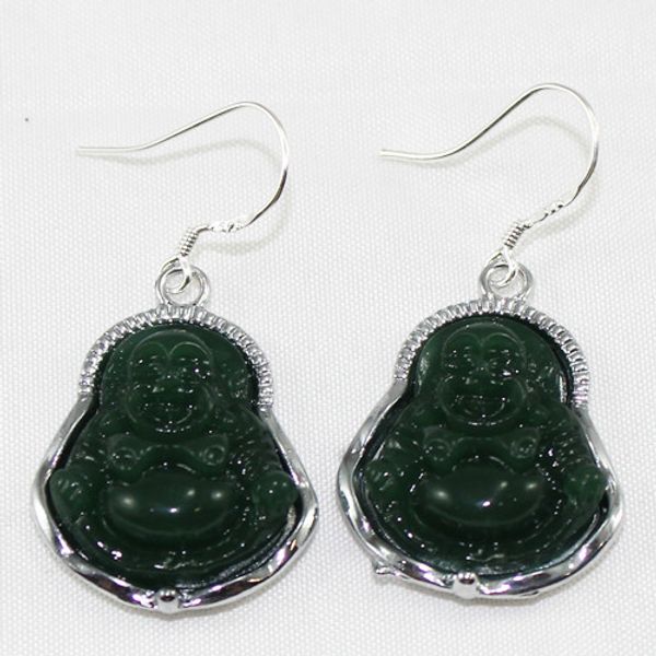 

chinese style natural stone with buddha earring er00085, Golden;silver