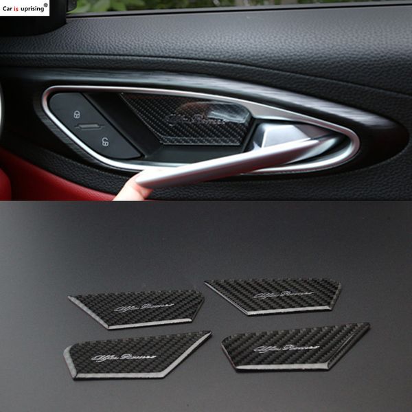 

for alfa romeo giulia stelvio 2017 4pcst car-styling carbon fiber interior door bowl cover trim car accessories