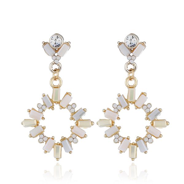 

crystal round dangle earrings fashion white diamond chandelier eardrop pendant jewelry kc gold plated hipping, Silver