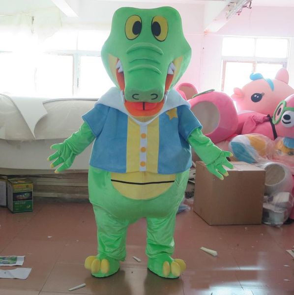2018 Rabatt Fabrikverkauf grüner Alligator-Krokodil-Maskottchen-Kostümanzug für Erwachsene zum Verkauf