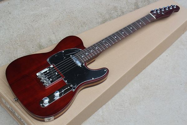 Sarı gül ağacı Boyun, siyah Pickguard, Krom donanım, özelleştirilmiş hizmetler sunan Şarap Kırmızı Elektro Gitar