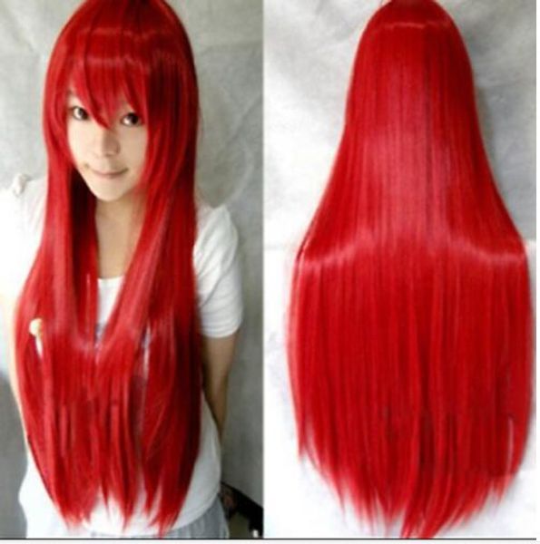 

80cm cartoon cos wig red long straight hair girl seared shona, Black;brown