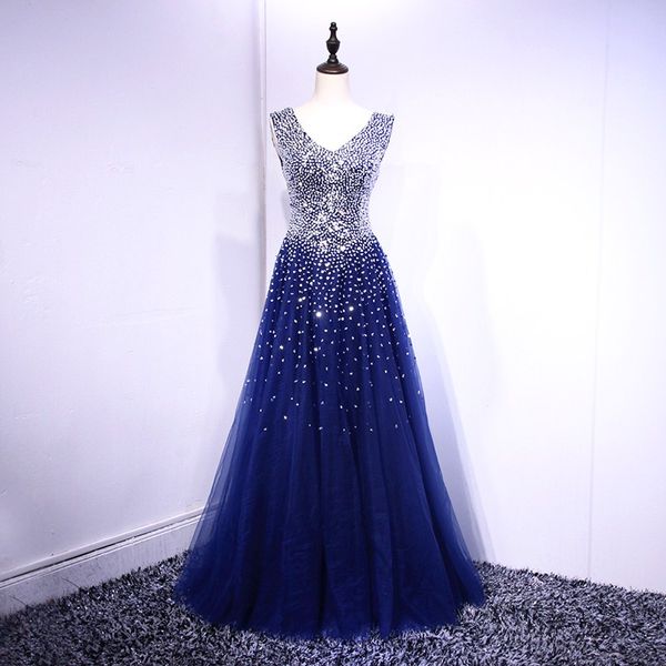 

fancy royal blue ball gown prom dresses real pictures shining sequins beadslace-up back evening dresses stuning sequins, Black