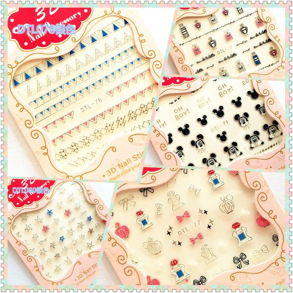 

nails art stickers decorations manicure 3d gold stamping design self adhesive brand perfume nail stickers for nails decals, Black