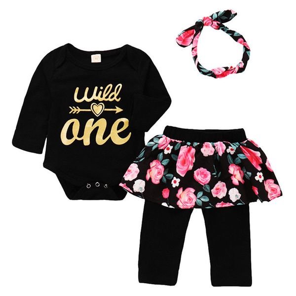 

high street infant toddles baby girls rompers pants tousers heandband 3pcs kids full sleeve bow skirts clothes sets outfits, White