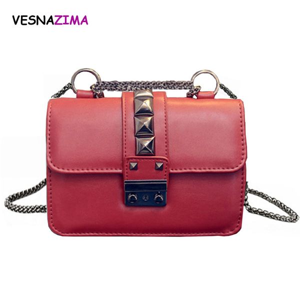 

fashion women crossbody bag rivet promotional ladies tote luxury pu leather handbag chain shoulder bag grey wm405z bolsos mujer