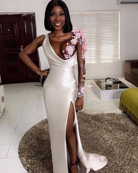 

evening dress yousef aljasmi kim kardashian oneshoulder appliques long dress white satin almoda gianninaazar zuhlair murad ziadnakad 0054, Black;pink