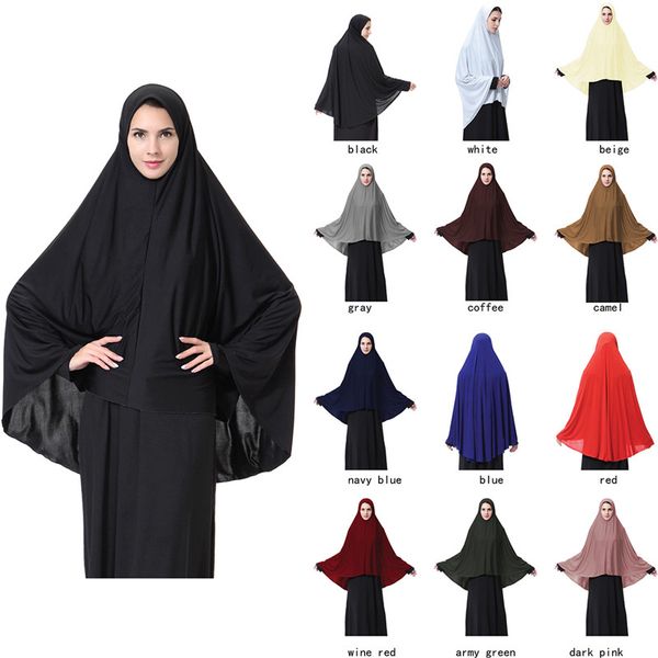 

women's prayer clothing black arabian women long muslim hijab hat islamic products headscarf abaya muslim head scarf, Red