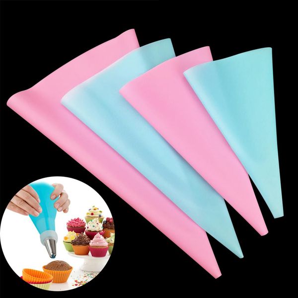 

2018 cake decorating baking decorating tools reusable confectionery silicone icing piping cream pastry bag 4pcs squeeze nozzle