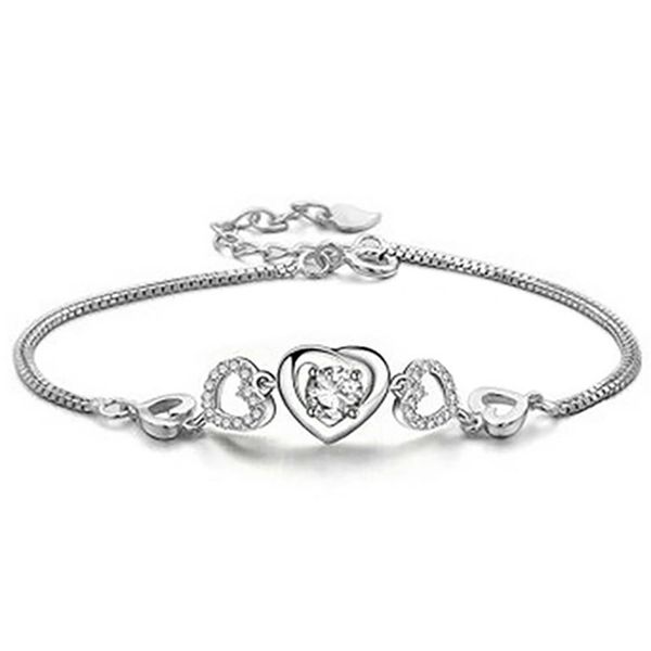 

женщины любят сердце браслет горный хрусталь инкрустированные ювелирные изделия регулируемый браслет подарок, Golden;silver