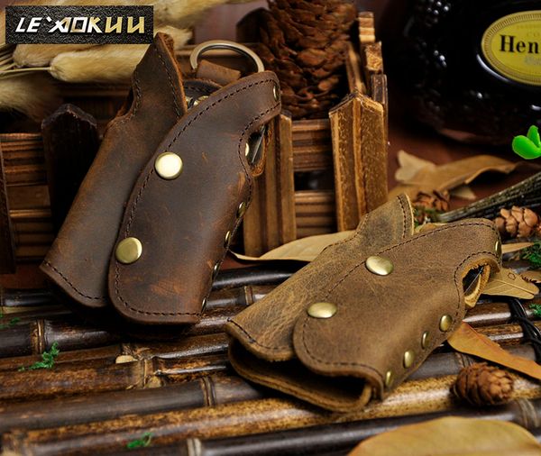

2016 new men genuine leather vintage brown waistcoat car key case ring cover holder, Red;blue