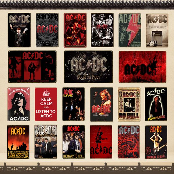 

acdc band music bar club advertising plaque metal tin signs vintage home decor art craft gift wall poster ac/dc stickers yd021