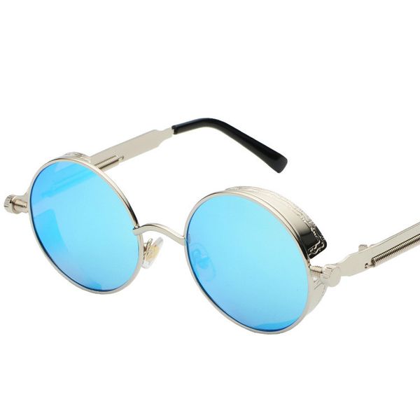 

suny.queens sun glasses vintage steampunk metal round frame polarized sunglasses women gafas de sol de los hombres, White;black