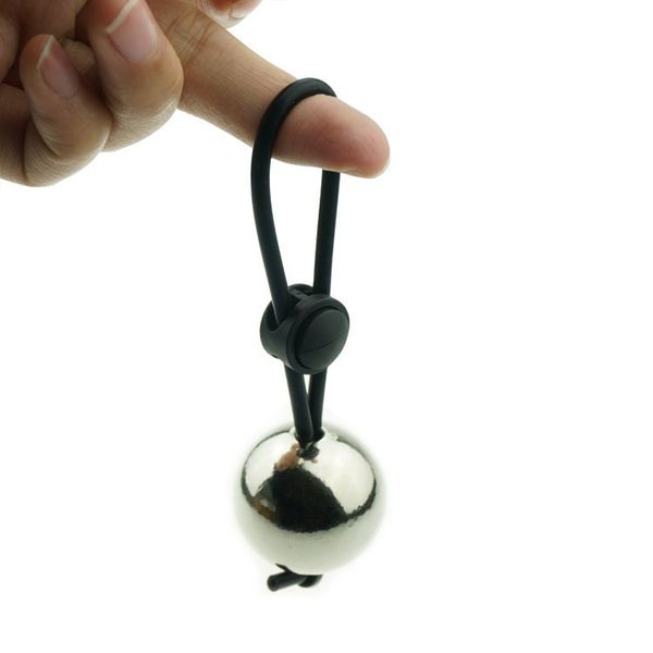 Ajustável Silicone Penis Anel Bola de Metal Cabide de Peso Dispositivo de Alargamento do Pênis Masculino Sex Toys Penis Extensor Maca Cockring Y18110305