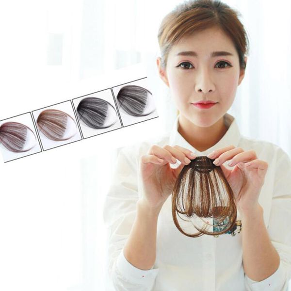 New Fake Bangs Clip Hairpiece Black Brown Blonde Synthetic Bangs Hair Extensions For Women Bangs Extensions Long Hair With Side Bangs From