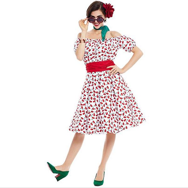 

европа и соединенные штаты америки большой размер женское платье 2018 года новая печать ретро юбка, талия талия стройное тело, тонкий, больш, White;black