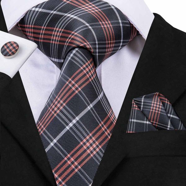 

hi-tie черный серый полосатый tie hanky ​​запонки комплекты мужские 100% шелковых галстуков для мужчин формальное свадьба партии грум n-3045, Black;blue
