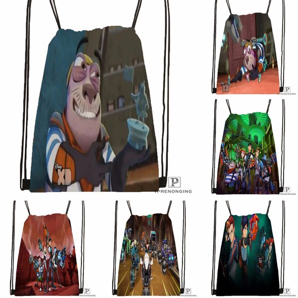 

custom slugterra drawstring backpack bag cute daypack kids satchel (black back) 31x40cm#180531-02-63