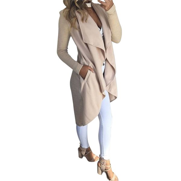 

new style women ladies winter warm long sleeve cardigan coat open front jacket fashion cardigan wolovey#20, Tan;black