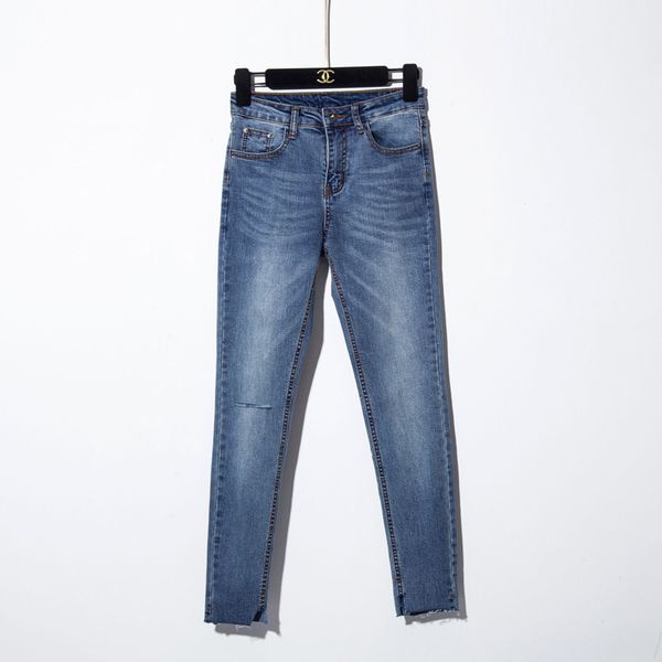 

blue skinny jeans woman with holes slim pencil denim pants ripped jeans for women high waist stretch capris ladies jean femme