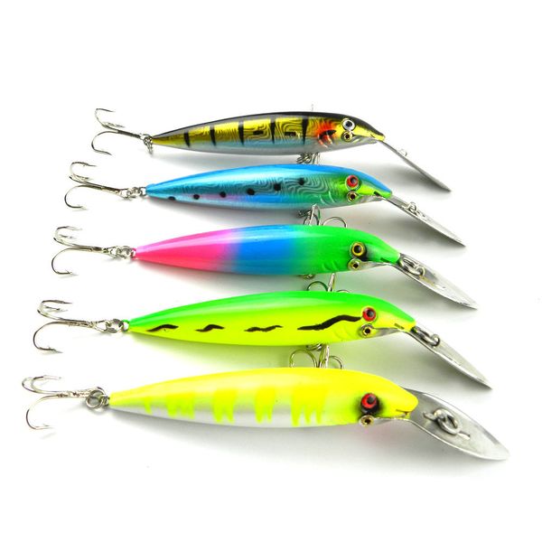 

5шт рыболовные приманки гольян плавающий глубокое погружение воблер 12.8 г-12.5 см pesca жесткая приманка кривошипная приманка крючки бас во