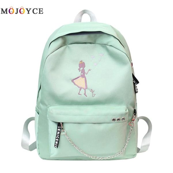 

embroidery simple teenager student school backpacks girls chain nylon travel rucksack women backpack feminina