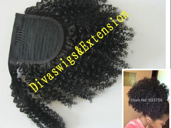 

new style human hair kinky ponytails hairpieces for american black women afro curly ponytail drawstring clip on pony tail colors available