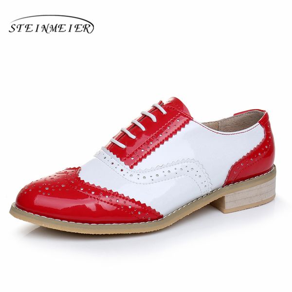 

2017 women full grain leather lover oxford shoes round toe handmade flat shoes red white oxfords for women with fur, Black
