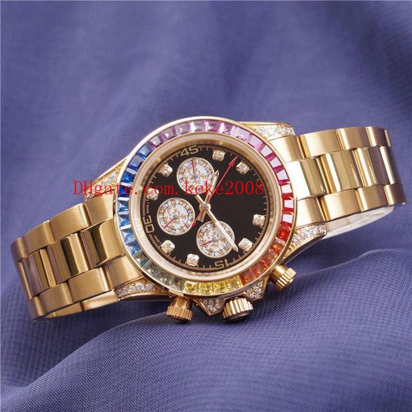 

3 styles luxury wrist watch cosmograph 116598 40mm colored diamond 18k gold & steel no chronograph asia 2813 movement automatic mens watches, Slivery;brown