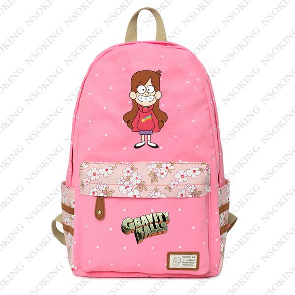 

new gravity falls backpack anime cute girls student school canvas floral print bag women fashion popular mabel pines travel bag